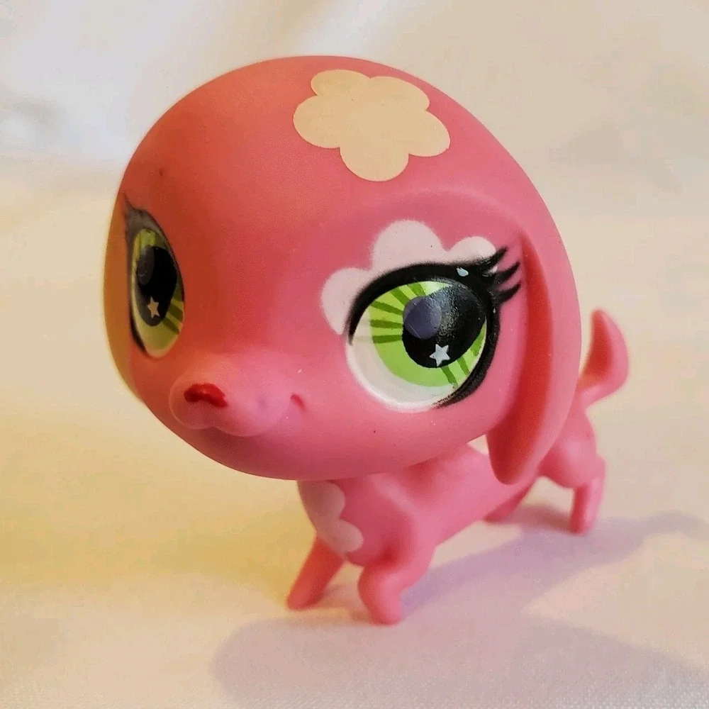 Littlest Pet Shop‎ Authentic Lps 2735 Dachshund Dog Pink & Tan Flower green eyes